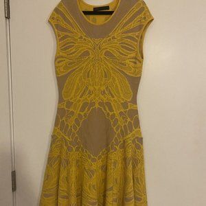 RVN 'Mayan' Lace Jacquard Flare Dress Medium $298